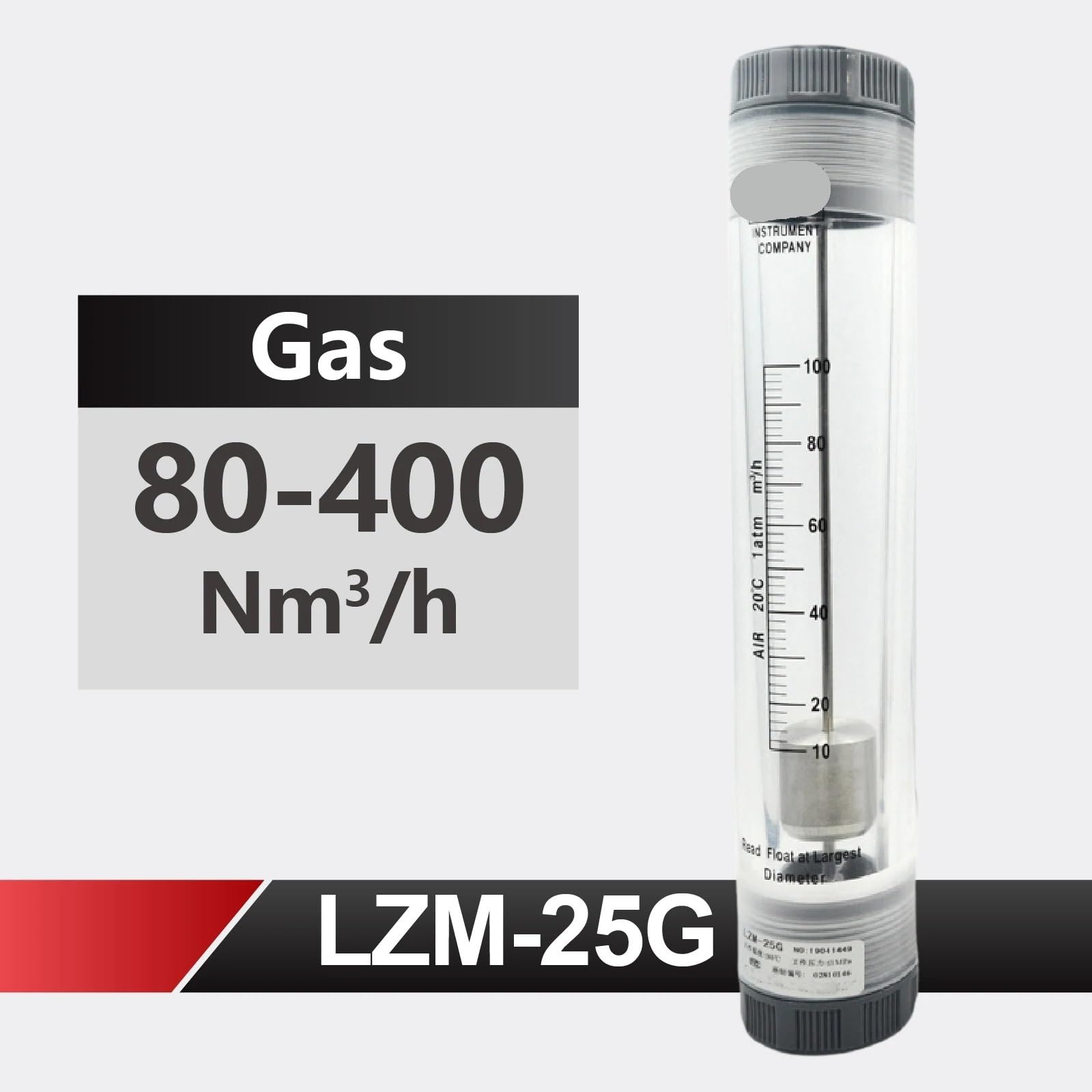 Medidor de flujo de aire, medidor de flujo de Gas, rotámetro, medidor de flujo acrílico, medidor de flujo LZM, rotámetro de tubo en línea, 1 Uds.(80-400Nm3-h)