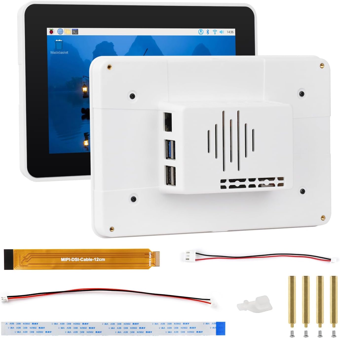 Waveshare 7inch DSI Capacitive Touch Display, 720×1280 Pixels, IPS Panel, Optical Bonding Toughened Glass Panel, 10-Point Touch, Anti-Fingerprint Process, Comes with Protective Case, White