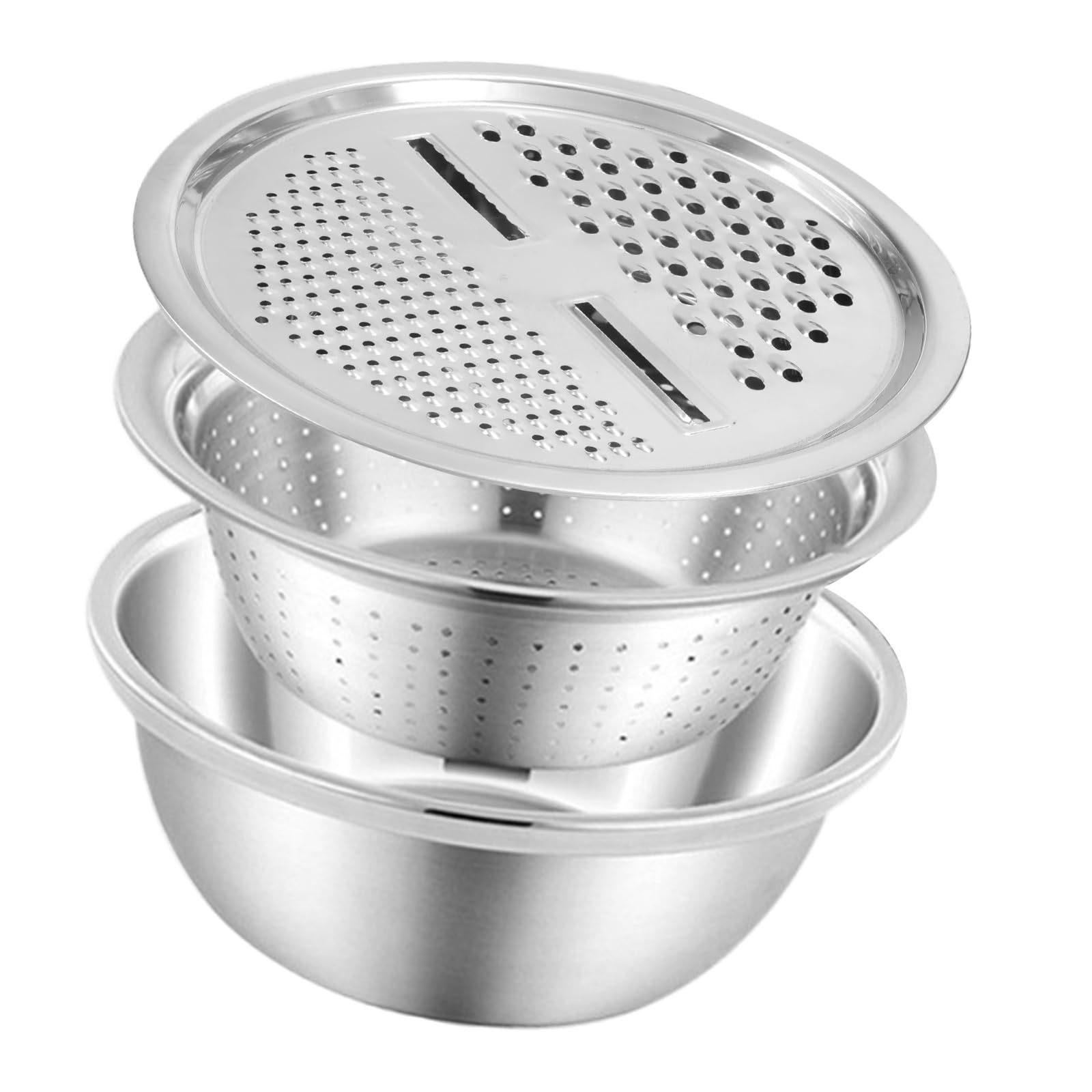 Ldabrye Kitchen Basin Set Serving Basket Fruit Washing Basket Stainless Steel Texture Suitable for Home Cooking Efficiency