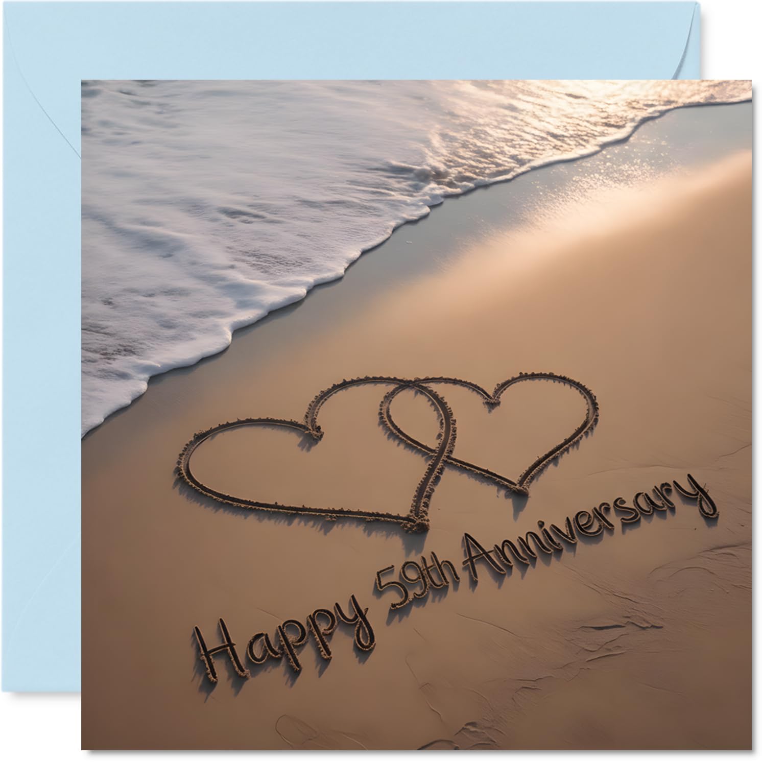 59th Anniversary Card for Women Men - Love on the Ocean Shore - Happy 59 Year Anniversary Card for Husband Companion Wife Partner, 145mm Wedding Anniversaries Greeting Cards