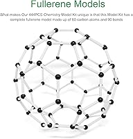 Vista 2 de RELIANCER Kit de modelo molecular, 444 piezas de química molecular orgánica con C60, átomos, enlaces, kit de construcción de estructuras moleculares