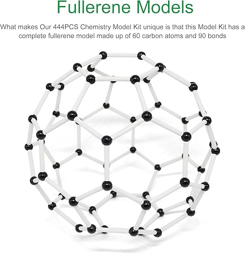 Vista 2 de RELIANCER Kit de modelo molecular, 444 piezas de química molecular orgánica con C60, átomos, enlaces, kit de construcción de estructuras moleculares