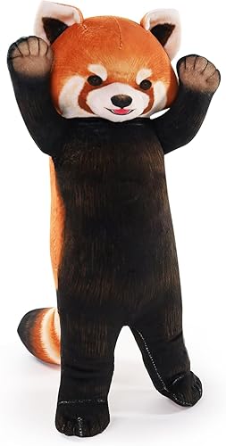 Almohada de felpa de animales panda rojo, suave peluche de panda menor, lindos animales de peluche kawaii, decoración de regalo para niñas y niños