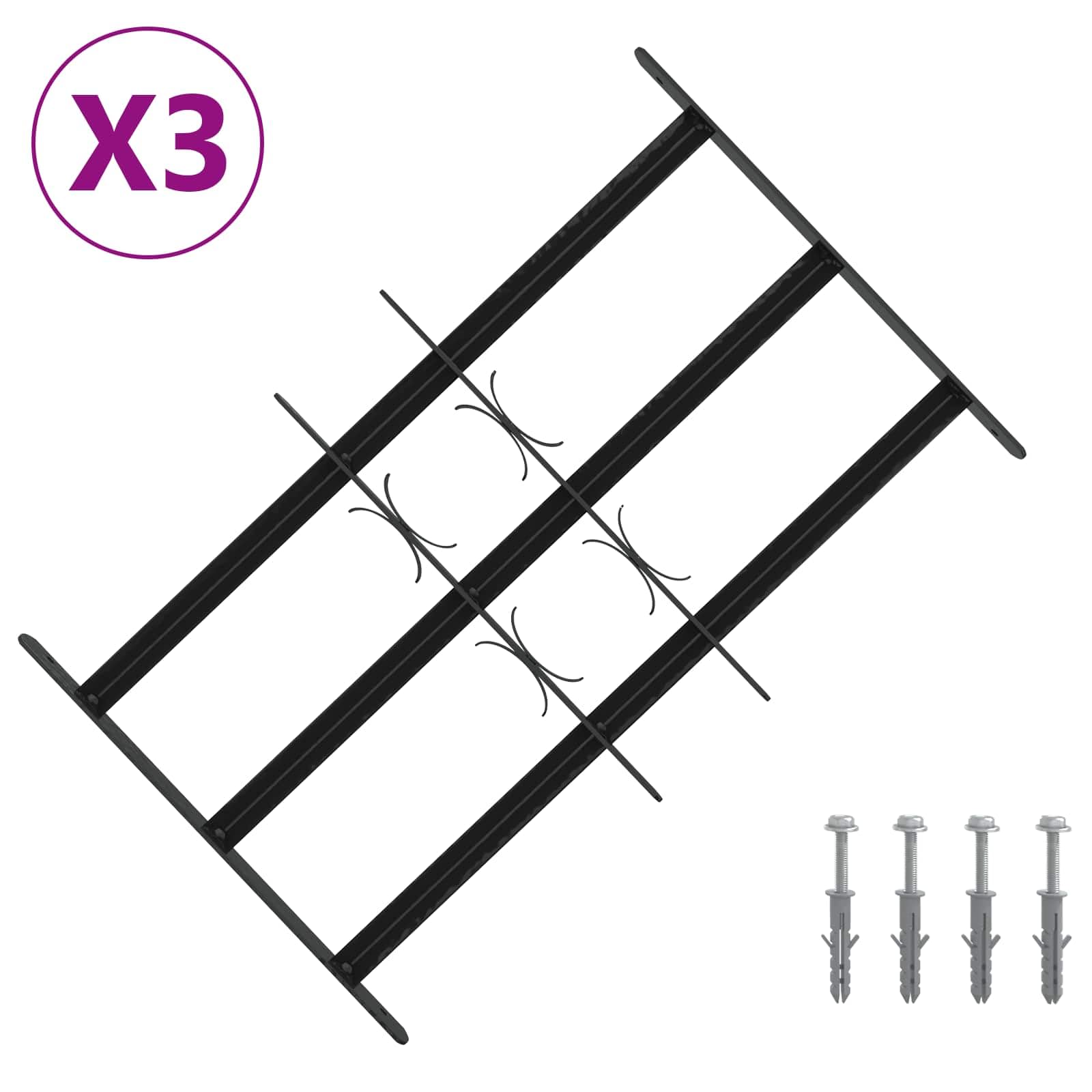 Reja de Seguridad para Ventanas con 3 Barandas 3 pcs 43-74 cm para balcón,planta baja,ventana de bodega,Reja antirrobo 43-74 cm