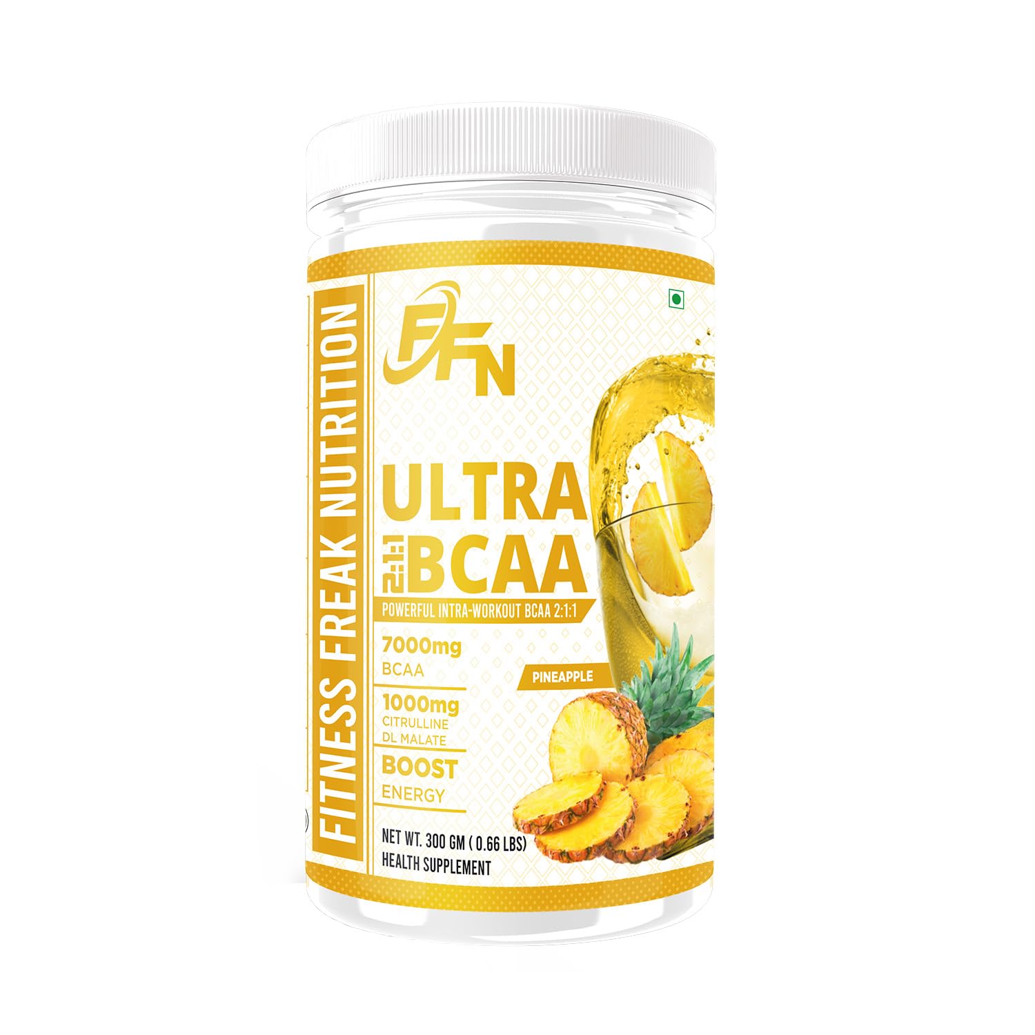 Fitness Peak Nutrition ULTRA BCAA, Ultra Muscle Recovery Supplement, Powerful Intra Workout Powder (300G, 30 Servings) BCAA Powder in 2:1:1 Optimal Ratio1000mg BOOST ENERGY (Pineapple)-image-13