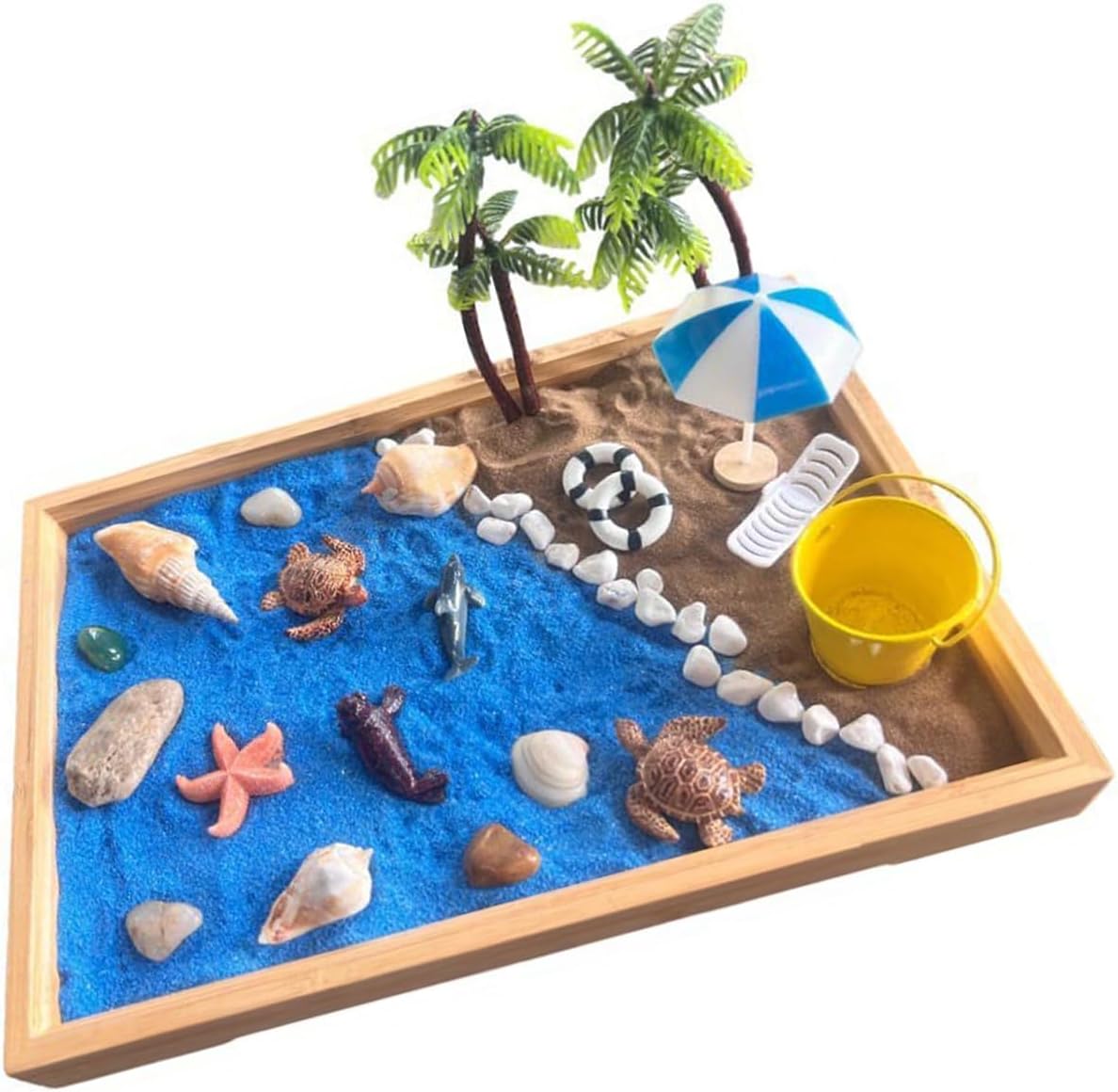 ディスプレイ 仕器 ブルームーンビーチ 展示用トレイ うみ 海 ジュエリーディスプレイ 詳細な海洋砂トレイフィギュアコレクション 旅行記念品や家庭用オーナメント用 完全なマリンディスプレイ