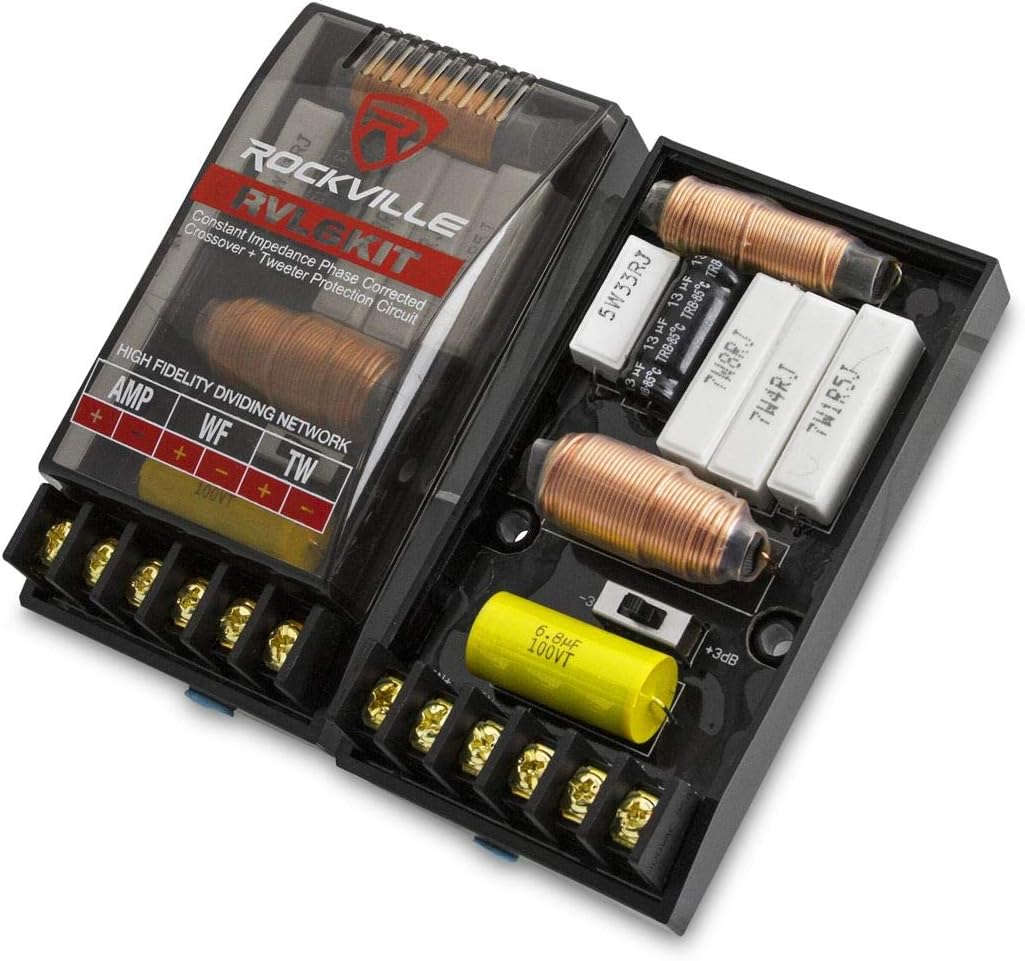 Rockville RVL6KIT 6.5" 4-Ohm Component Car Audio Speakers, 400W RMS / 800W Peak per Pair, Aluminum Cone Mid-Bass, Silk Dome Tweeters, 2-Pair, 1600W Total