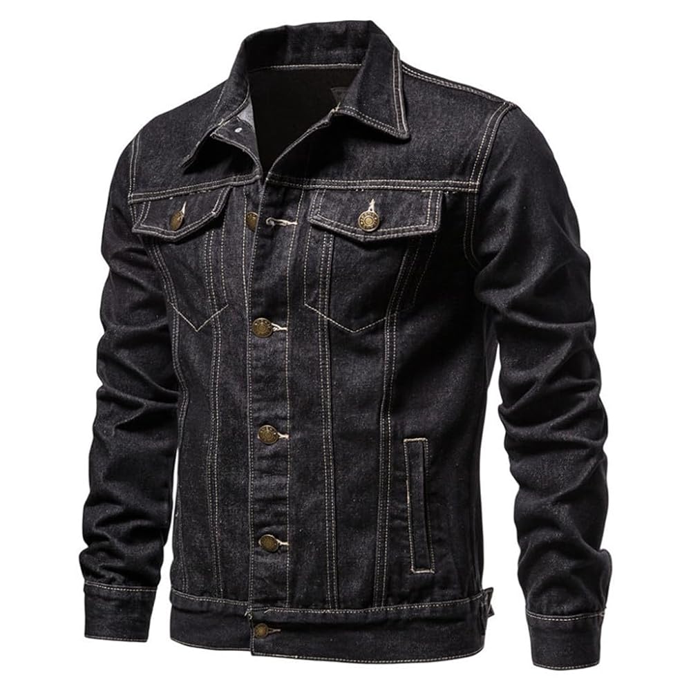 ジャケット・アウター NO MASS PROD Cropped Moto denim jacket Amazon.com: JXGSGOGO Jean Jackets for Men Fashion Men's