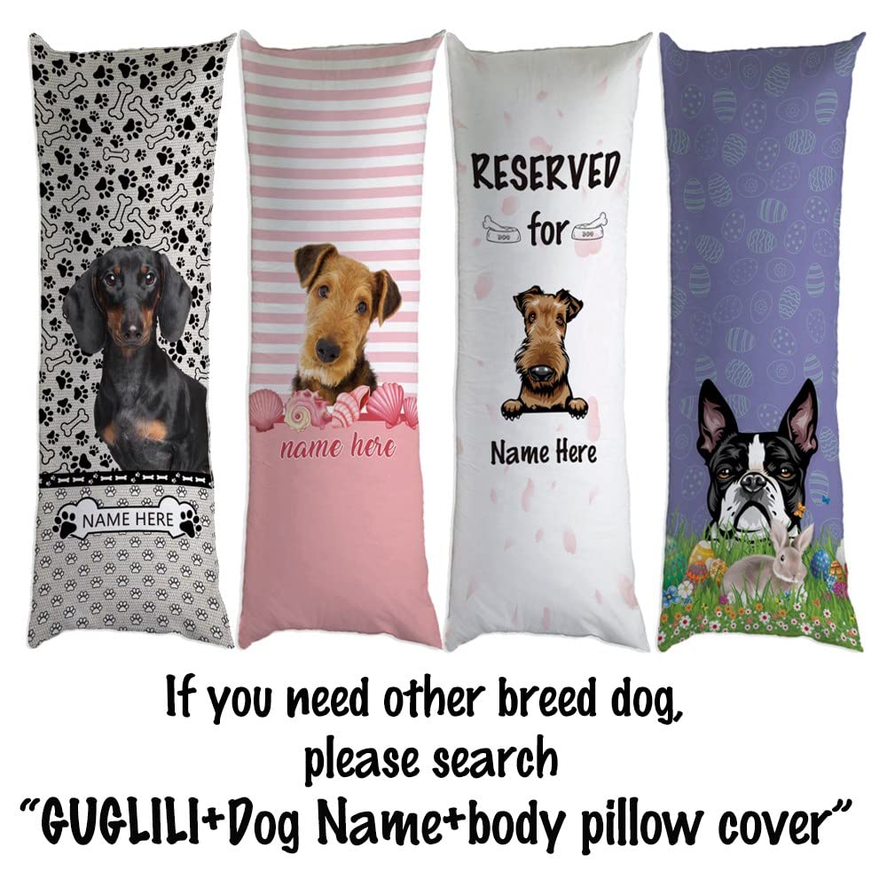 Custom Pet Name Dog Paw Body Pillow Cover - Husky Cartoon Print, 20x54 Inch