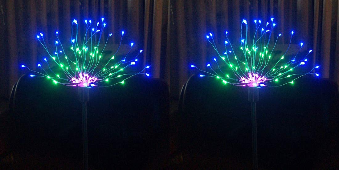 2 szt. fajerwerki LED światła wodoodporna lampa solarne baterie żyrandole na zewnątrz Boże Narodzenie ogród imprezy ślub trawnik dekoracja domu