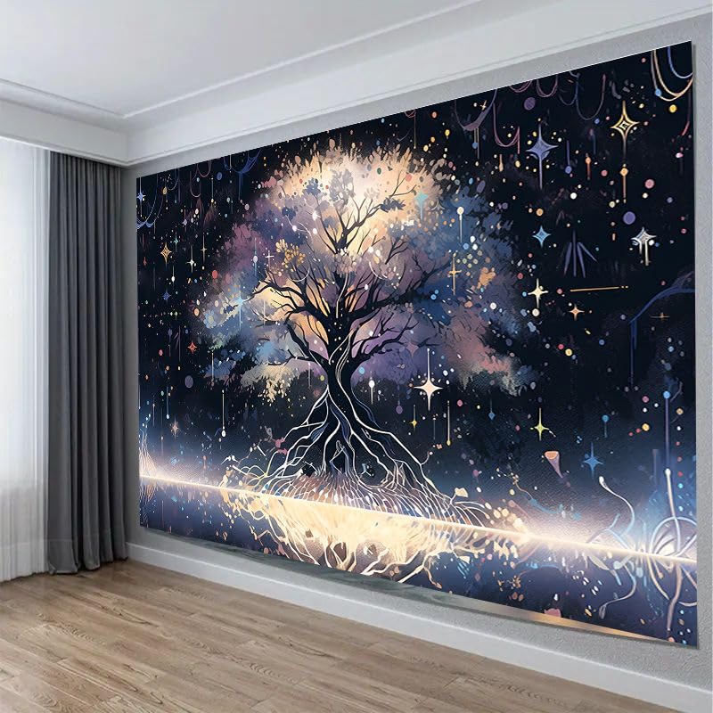 FENDROM Tree of Life Wall Hanging Tapestry Decor Mural Moon Night Abstraction Scrawl Backdrop Blanket Colorful Tree Spiritual Wall Decor Ceiling Living Room Dorm Part
