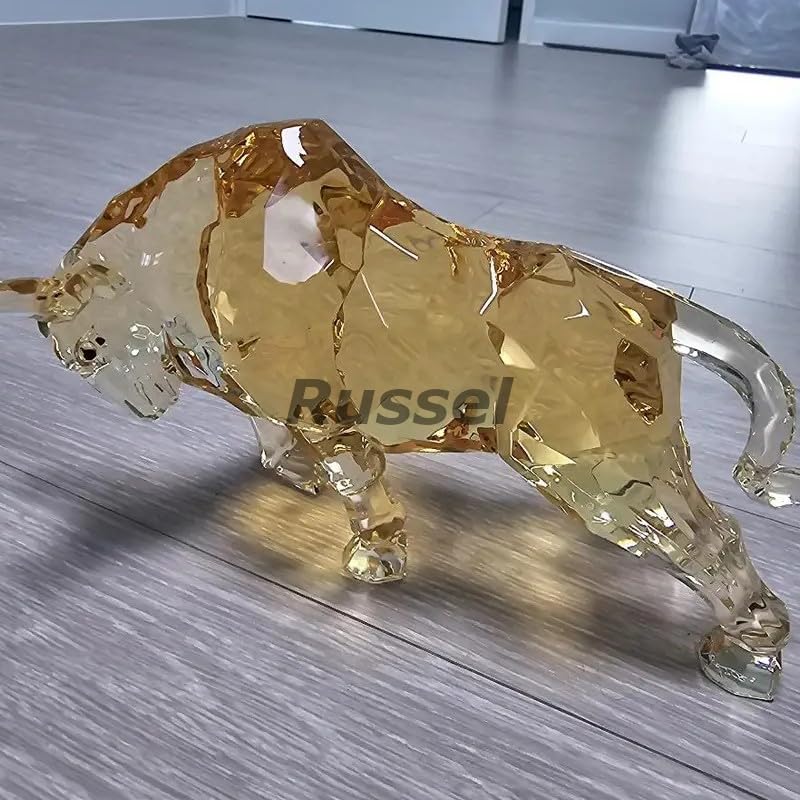 Amazon.co.jp: オブジェ 牡牛 鹿 クリア 琥珀 アンバー 置物