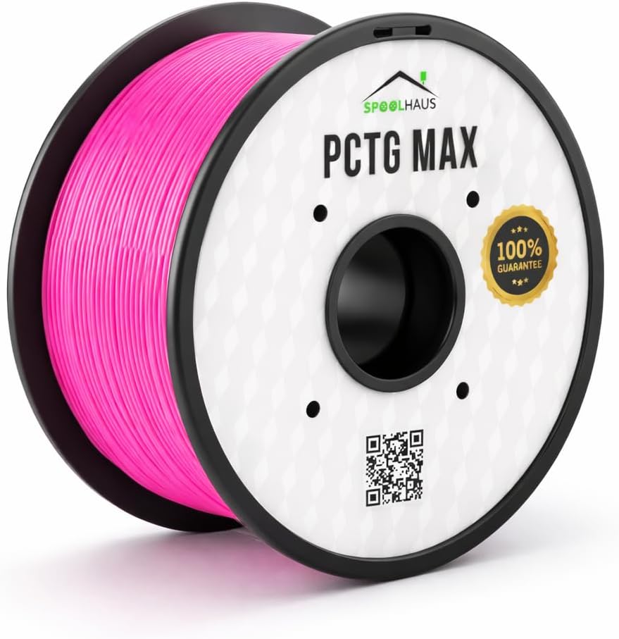 PCTG MAX SpoolHaus 3D Printer Filament 1.75mm Outperforms PETG Tough High Strength Excellent Layer Adhesion High Temperature Resistance Easy 3d Printing Pink 1kg