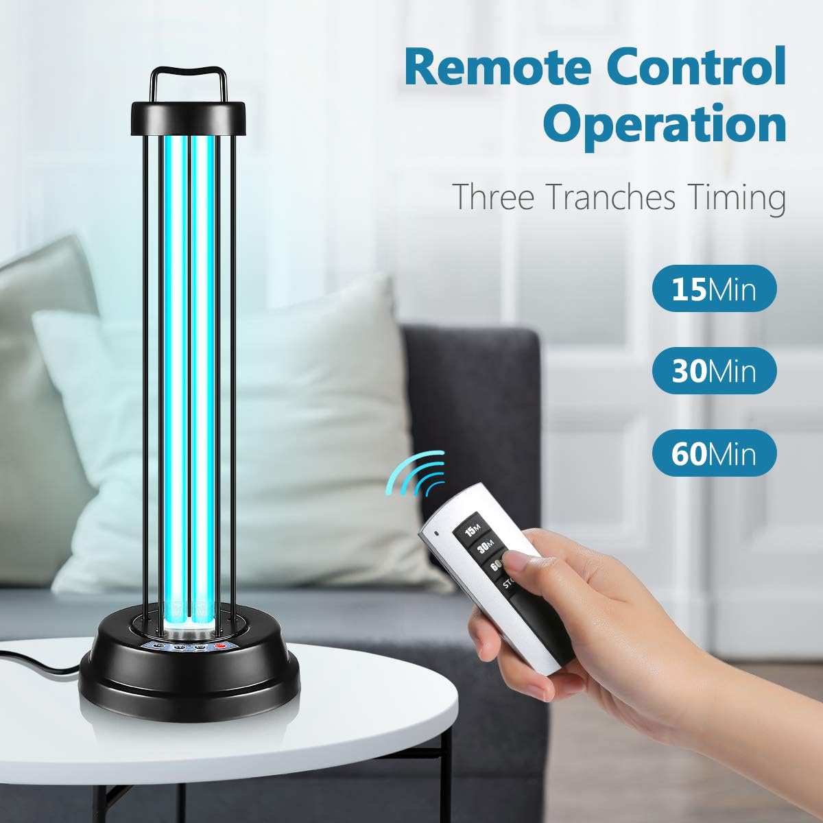 Onе-Dау Sаlе: Uр tо 80% оƒƒ UV Germicidal Lamp Light Sanitizer with Ozone Bulb UV-C Light 46W Remote Control Timer 15 min/ 30 min / 1 Hour for Car Living Room Bedroom Household Kitchen Hotel Pet Area