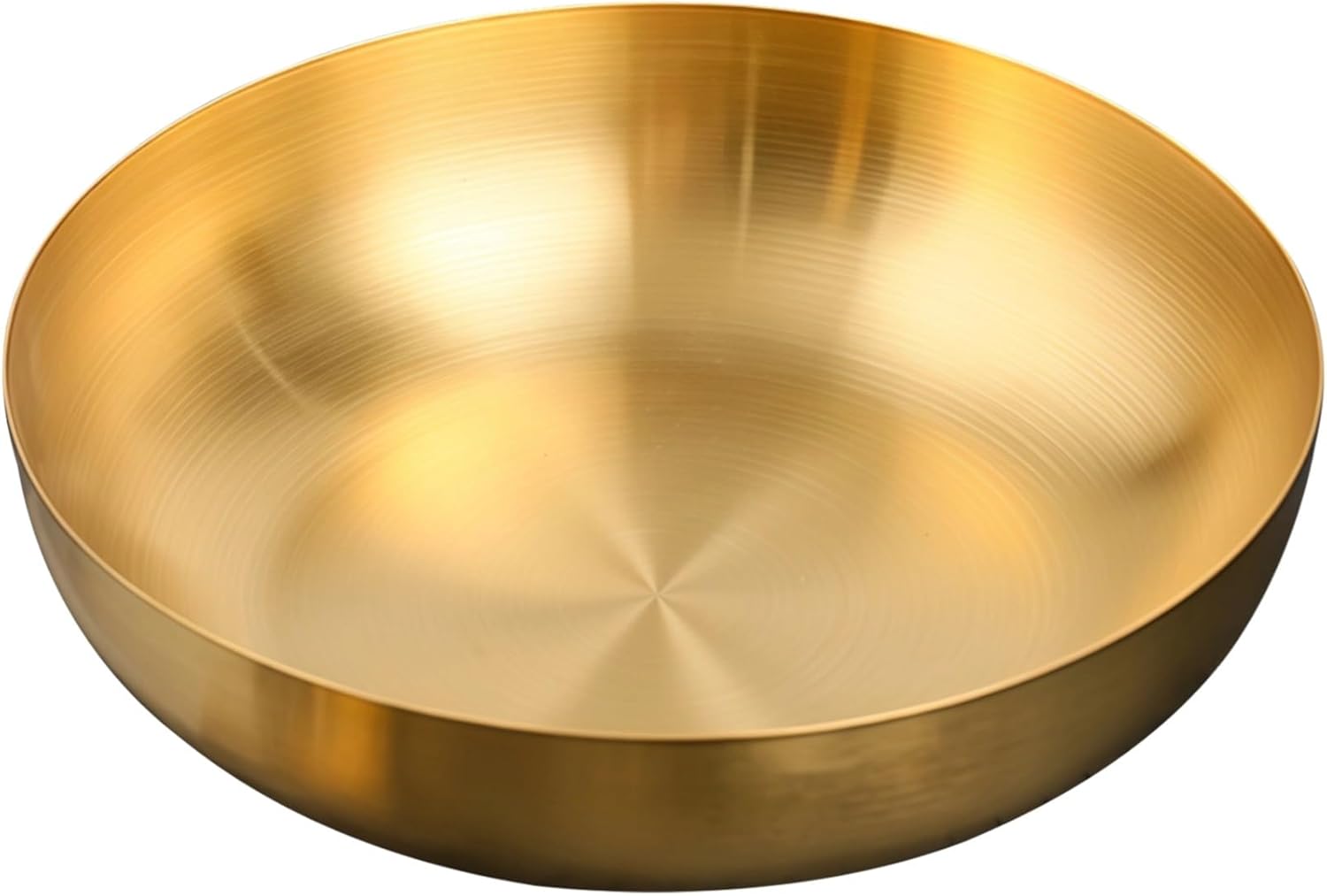 9.5 in / 24 Cm Large Salad Mixing Bowl, 304 Stainless Steel, Gold Matte Finish, for Ramen, Noodles, and Rice, Long-Lasting, Easy Stirring with Shallow Round Design
