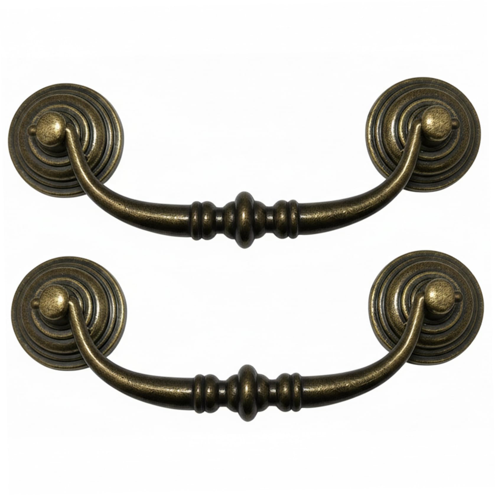 Bonalake Bronze 2Pcs Antique Drawer Pulls, 4 Inch Cabinet Handle With Adjustable Hole Centers Vintage Zinc Alloy Pulls For Cabinet Door And Dresser Drawer, Pull Handle