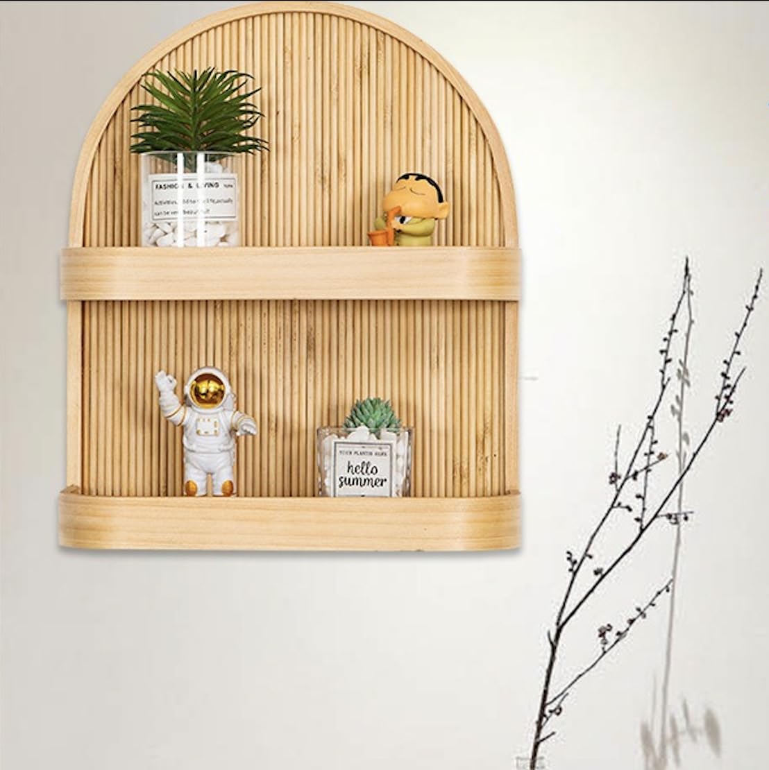 Amazon｜【MERUS】壁掛け 棚 収納 竹製 和室 和風 ディスプレイ