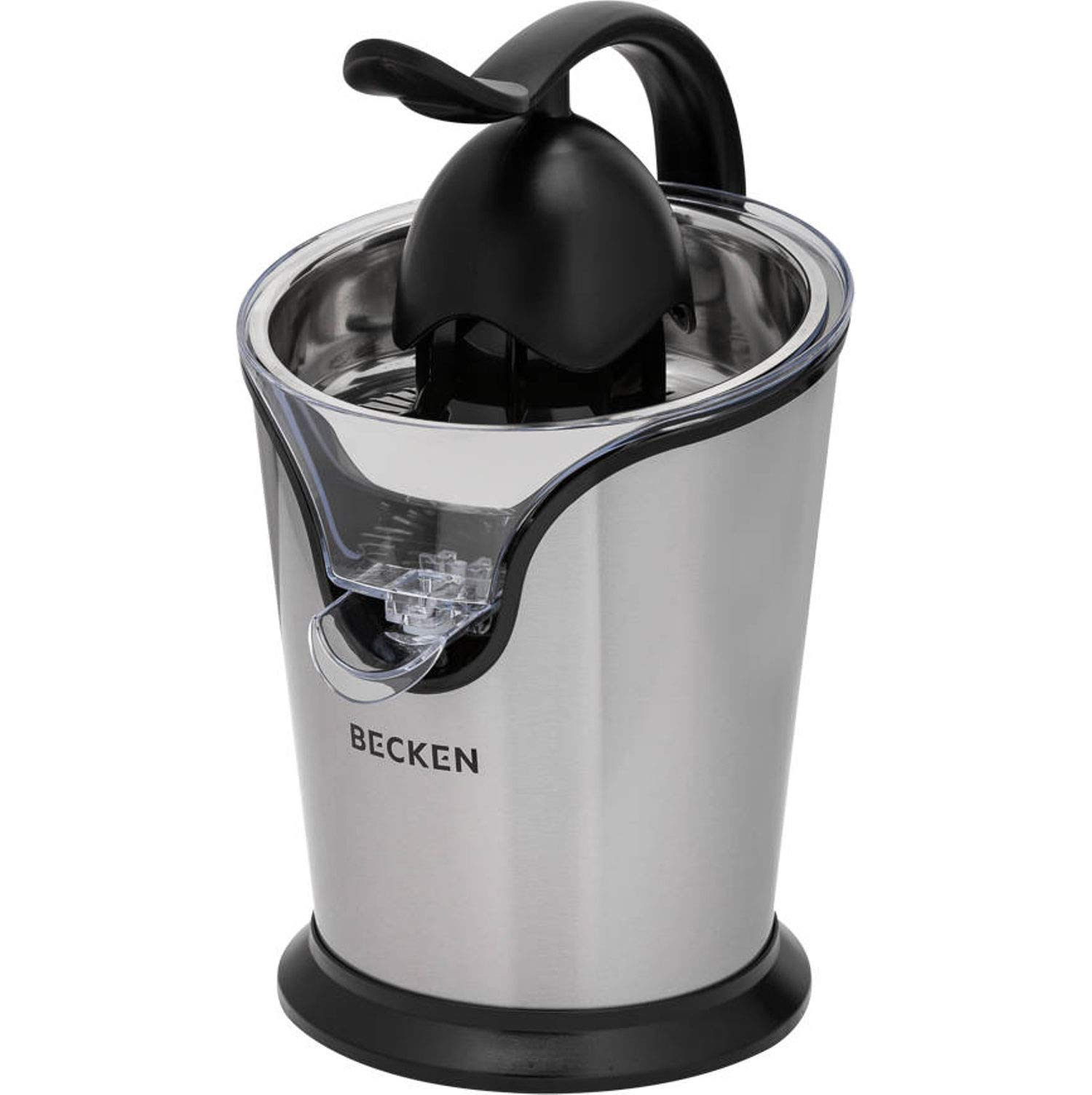 BECKEN - Exprimidor Eléctrico - Ideal para Jugos Naturales - Potencia 100 W - Filtro en Acero Inoxidable - Sistema Antigoteo - Fácil de Limpiar