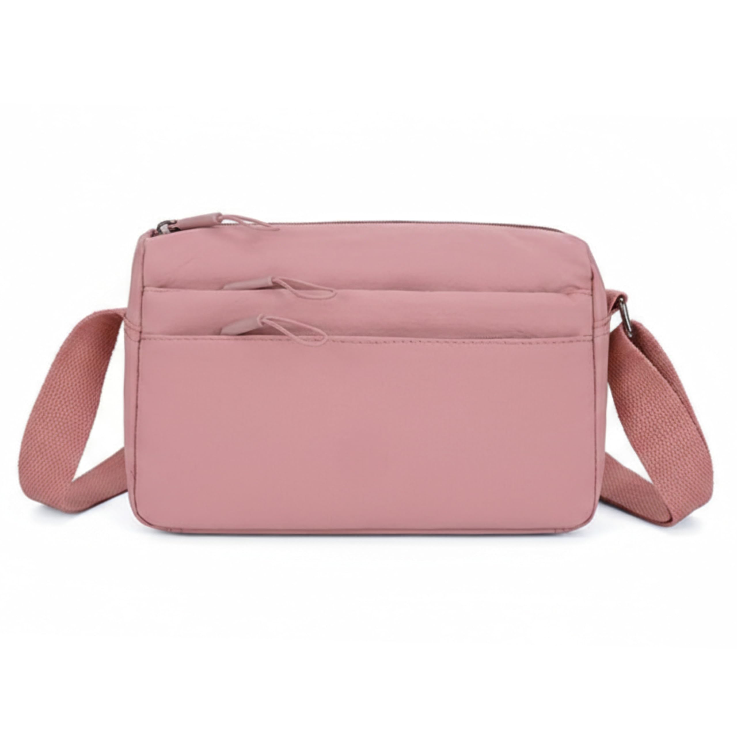 Nylon Small Crossbody Sling Bag for Women | 4 Zipper Compartments with Hidden Inner Pocket, Adjustable Shoulder Strap | Lightweight Travel Side Bag | 25cm x 10cm x 18cm-image-48
