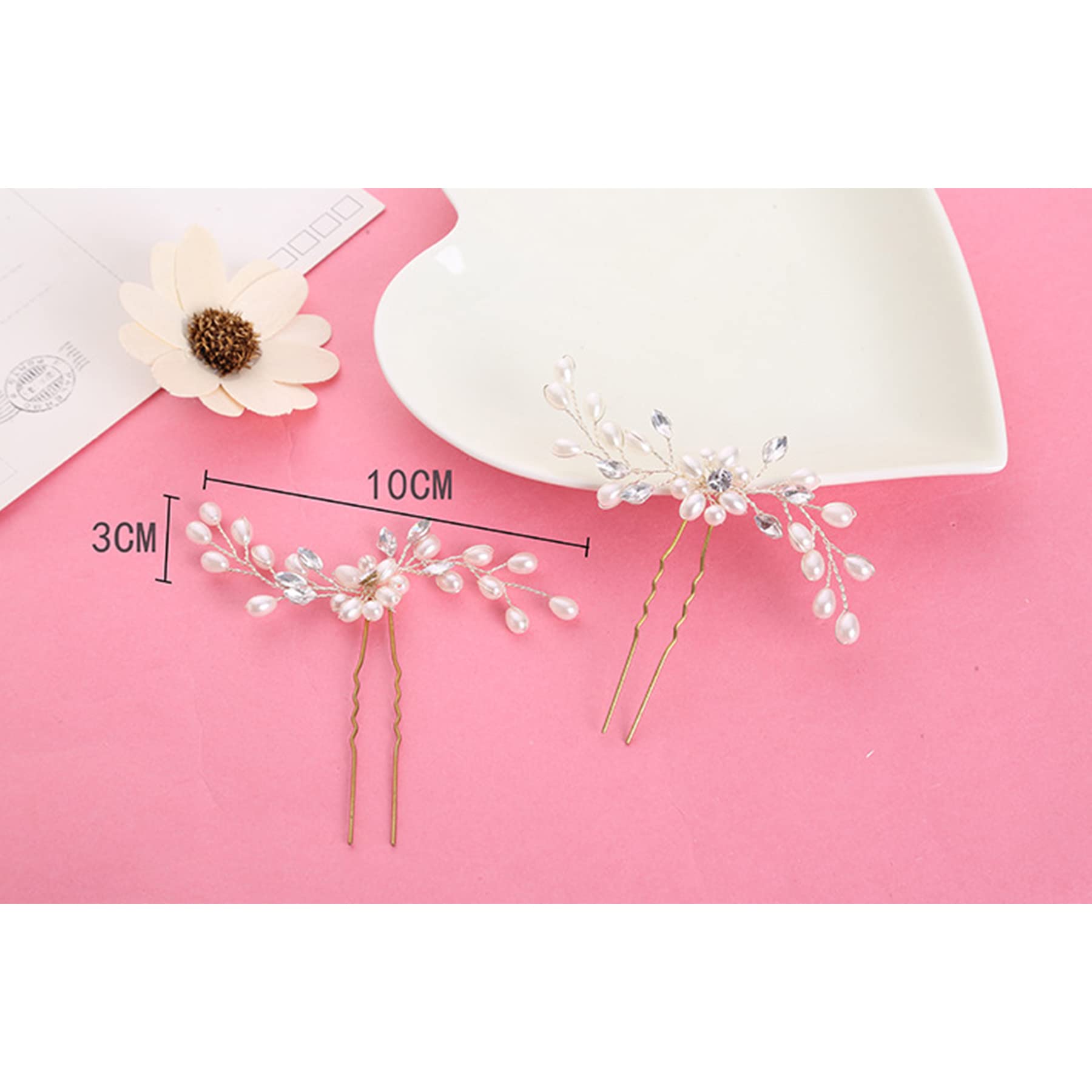 Bridal Hair Pins - 3pcs Fashion Retro Elegant Ladies Pearl Rhinestone Hair Accessories for Wedding Bridal Jewelry Bridal Hair Accessories Headpiece Wedding Accessories (Style1)