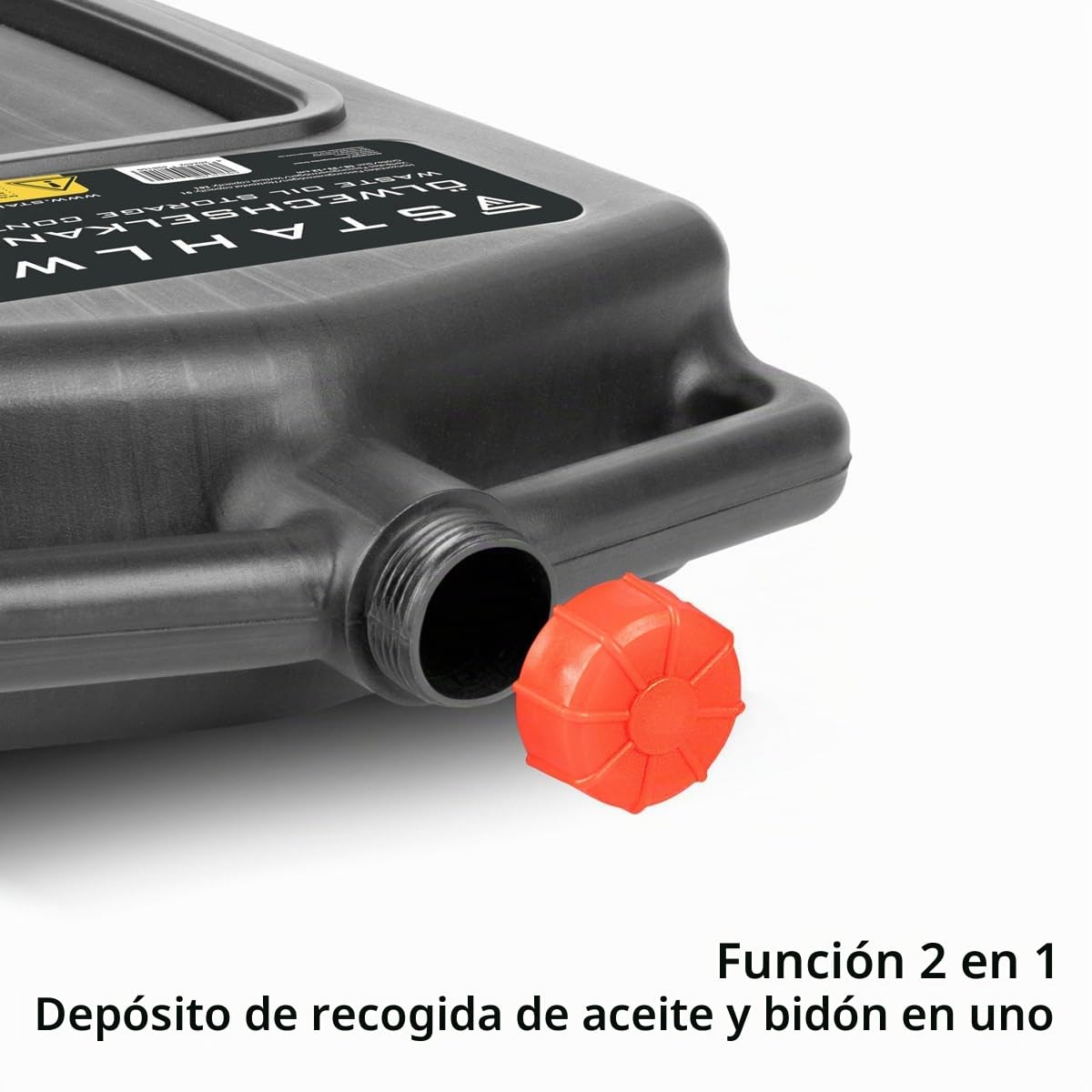 STAHLWERK Bidón de cambio de aceite 10 L - Robusta cubeta de recogida de aceite, móvil y flexible, cubeta de aceite con ayuda de recogida, función 2 en 1, bidón de aceite y combustible para coche