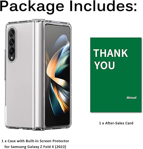 Miniatura 8 de Miimall Funda compatible con Samsung Galaxy Z Fold 4 con bisagra, carcasa rígida ultrafina de policarbonato todo incluido, anticaídas, plegable, con