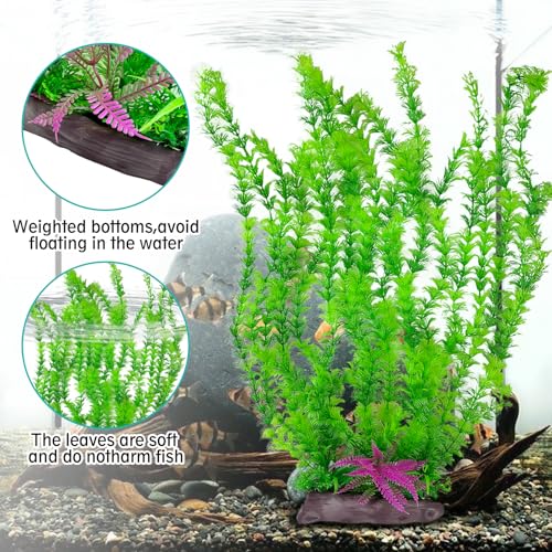 Image of Hamiledyi Aquarium Plastic Plants Aquarium Decor Artificial Fish Tank Plants,Tall Fish Tank Decorations, Extra Large Aquarium Plant 20.4-inch Tall,1PCS