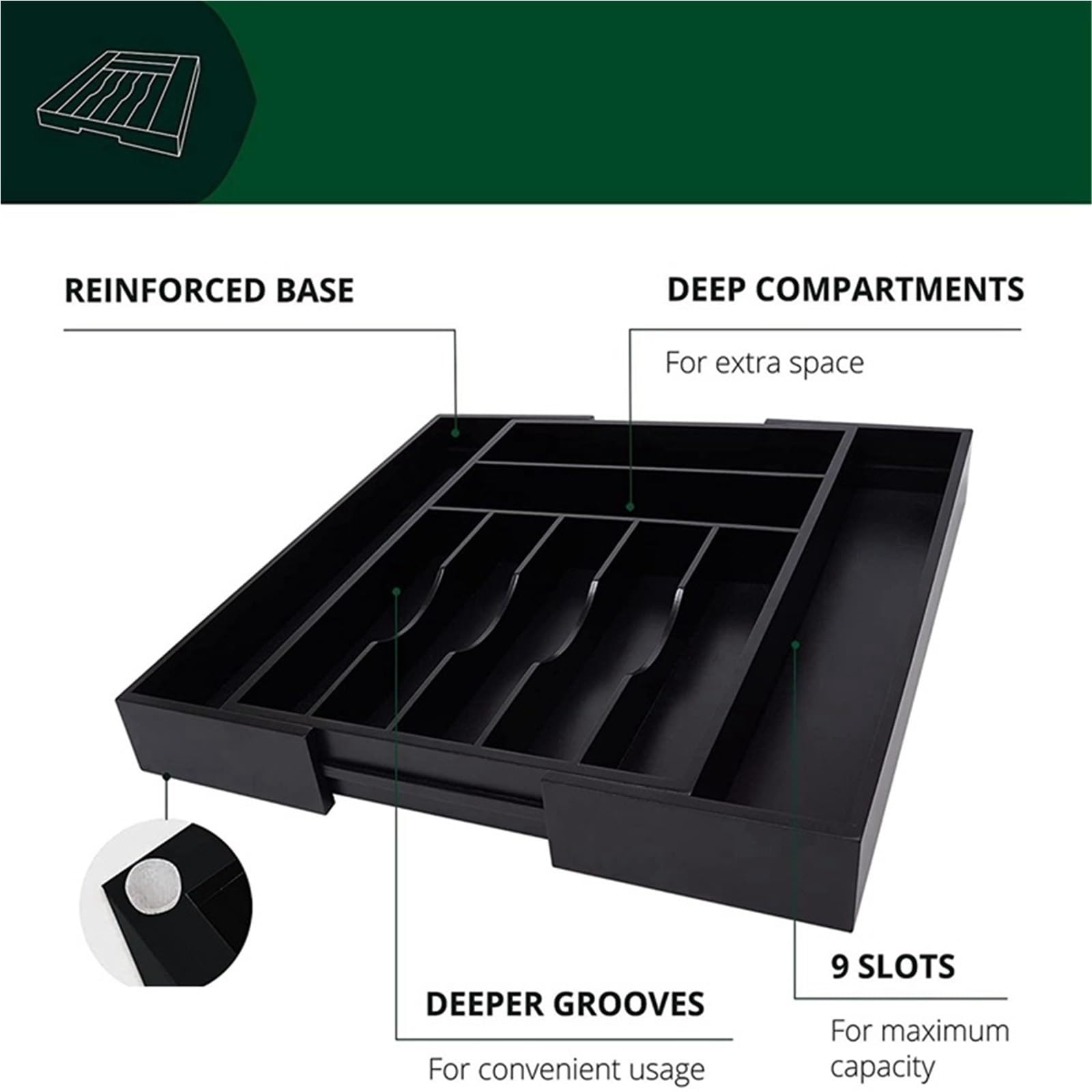 Organizador de cajones con Bandeja for Cubiertos de Madera