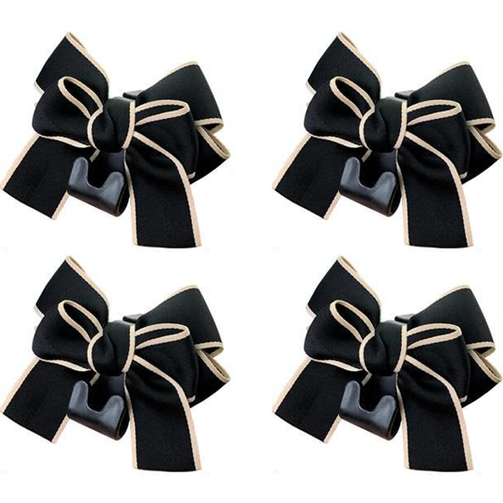 WAYUTO 4Pcs Car Back Seat Headrest Strong Hooks Vehicle Handbags Purses Hanger Coats Umbrellas Organizer Deep Universal Bottle Holder Grocery Storage Cute Bow-Knot Multi-Use Fashion Decorations