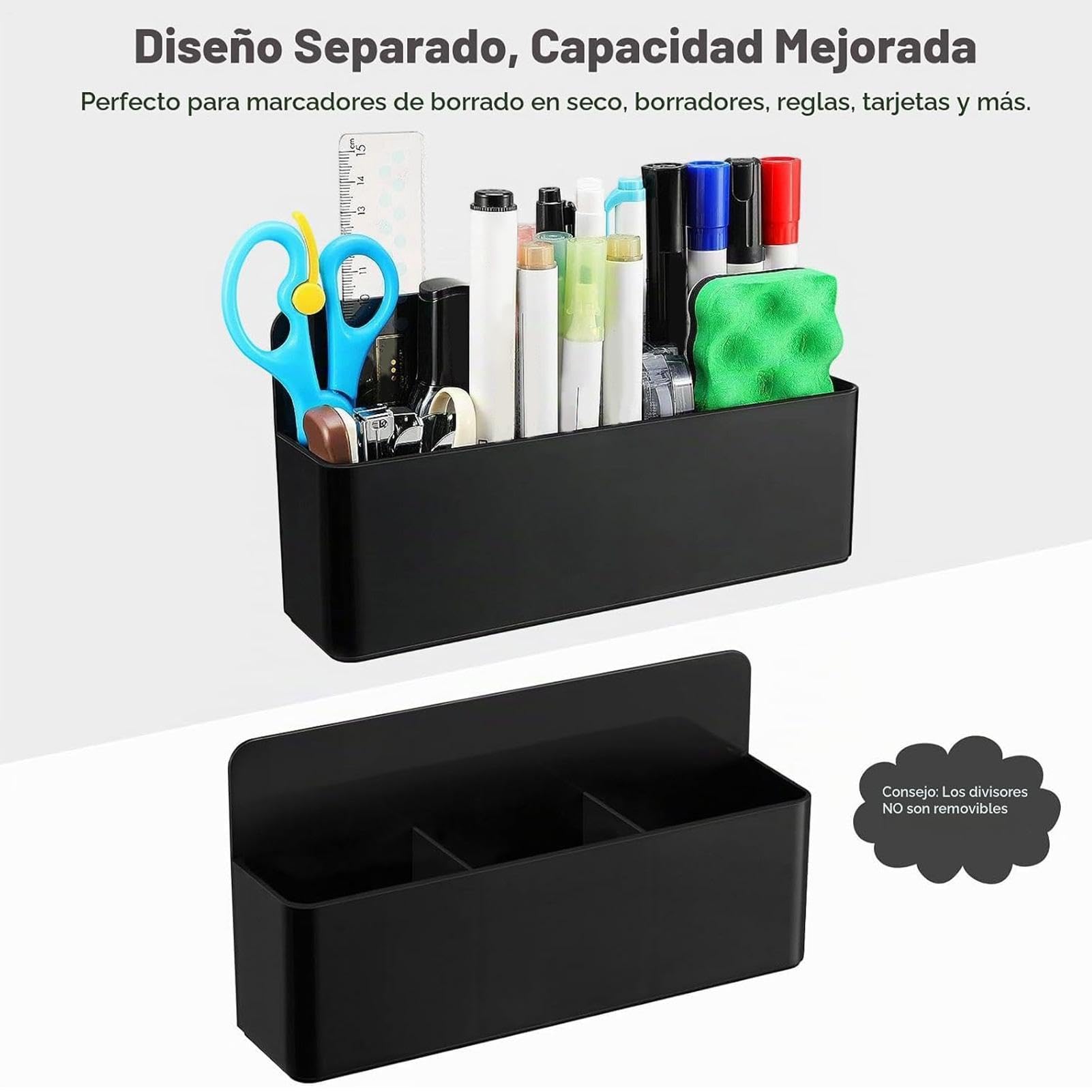 Portalápices magnético – Soporte magnético de 3 compartimentos