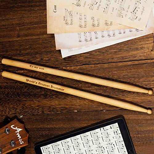 Baquetas personalizadas de madera grabadas 2 piezas 5A con texto en inglés miniatura 6