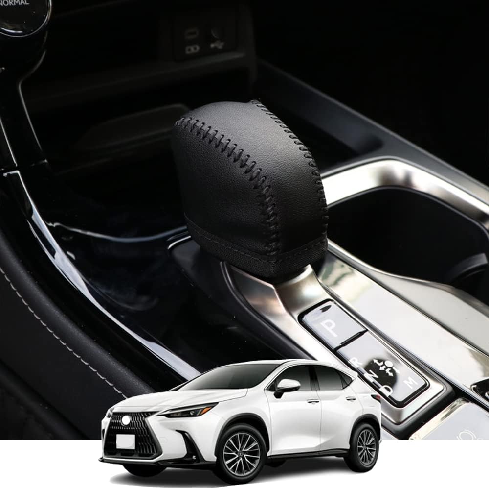 Kakash Custom Interior Accessories for Lexus NX 2022-2026 RX 2023-2026 UX LX RZ 2023-2026 TX 2024-2026 Leather Automatic Gear Shift Knob Cover,Transimission Boots Shift Lever Sheath(Black Stitches)