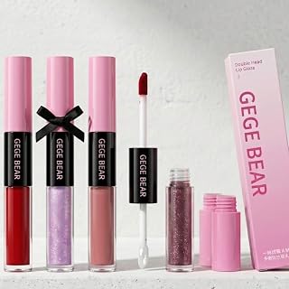 Gege Bear Dazzling Dual Applicator Lip Gloss | Matte to Glossy Finish | Stackable Buildable | Cute Shades Deep Red, Brown,... Price In India