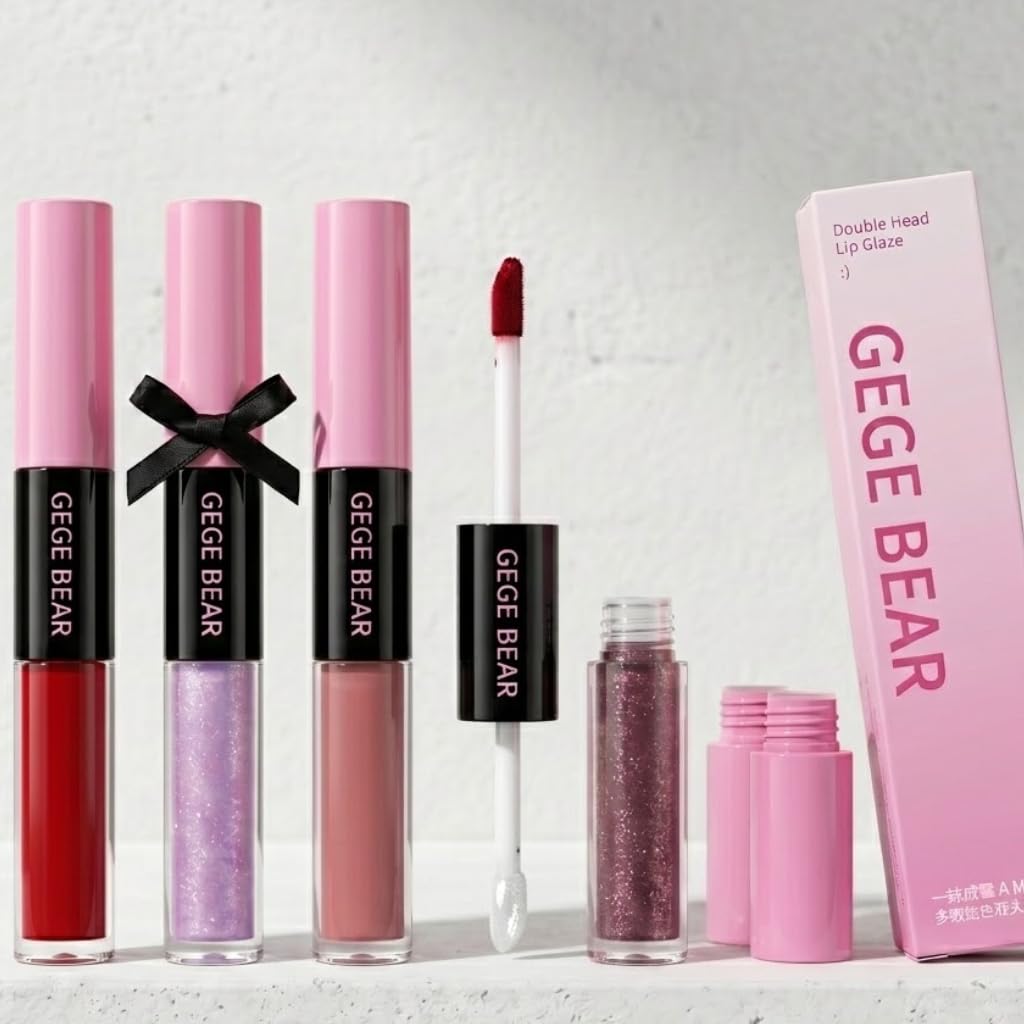 Gege Bear Dazzling Dual Applicator Lip Gloss | Matte to Glossy Finish | Stackable Buildable | Cute Shades Deep Red, Brown,... - Review, Price and Buying Guide