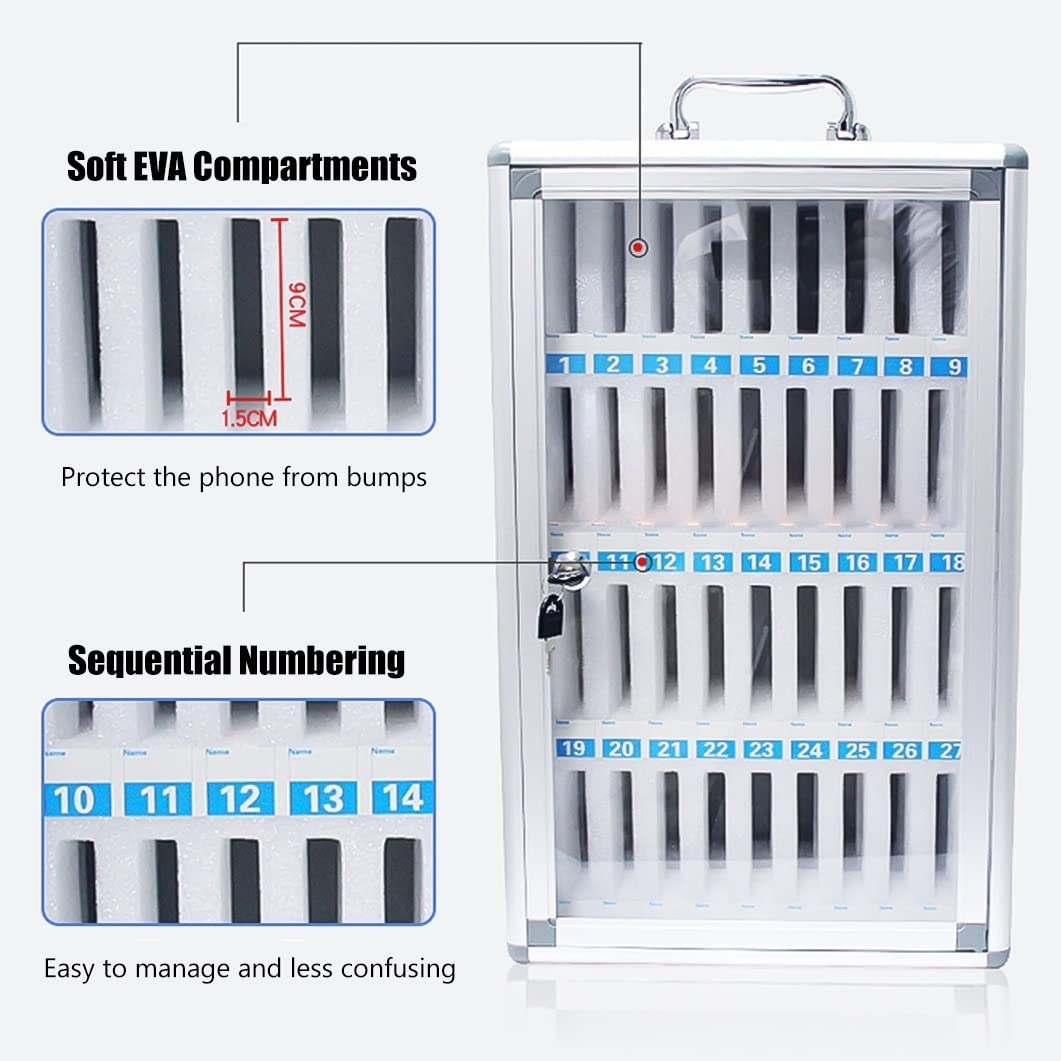 Supporto da parete per telefono con 48 slot bloccabili, versatile scaffale per dispositivi mobili per casa, ufficio e aula - e soluzione salvaspazio