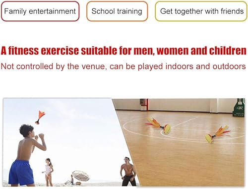 Miniatura 6 de Bonwuno Volantes de bádminton, 9.4 x 3.1 in, neopreno, volante de mano, playa, entretenimiento, Indiaca, pluma, bádminton de mano (colorido)