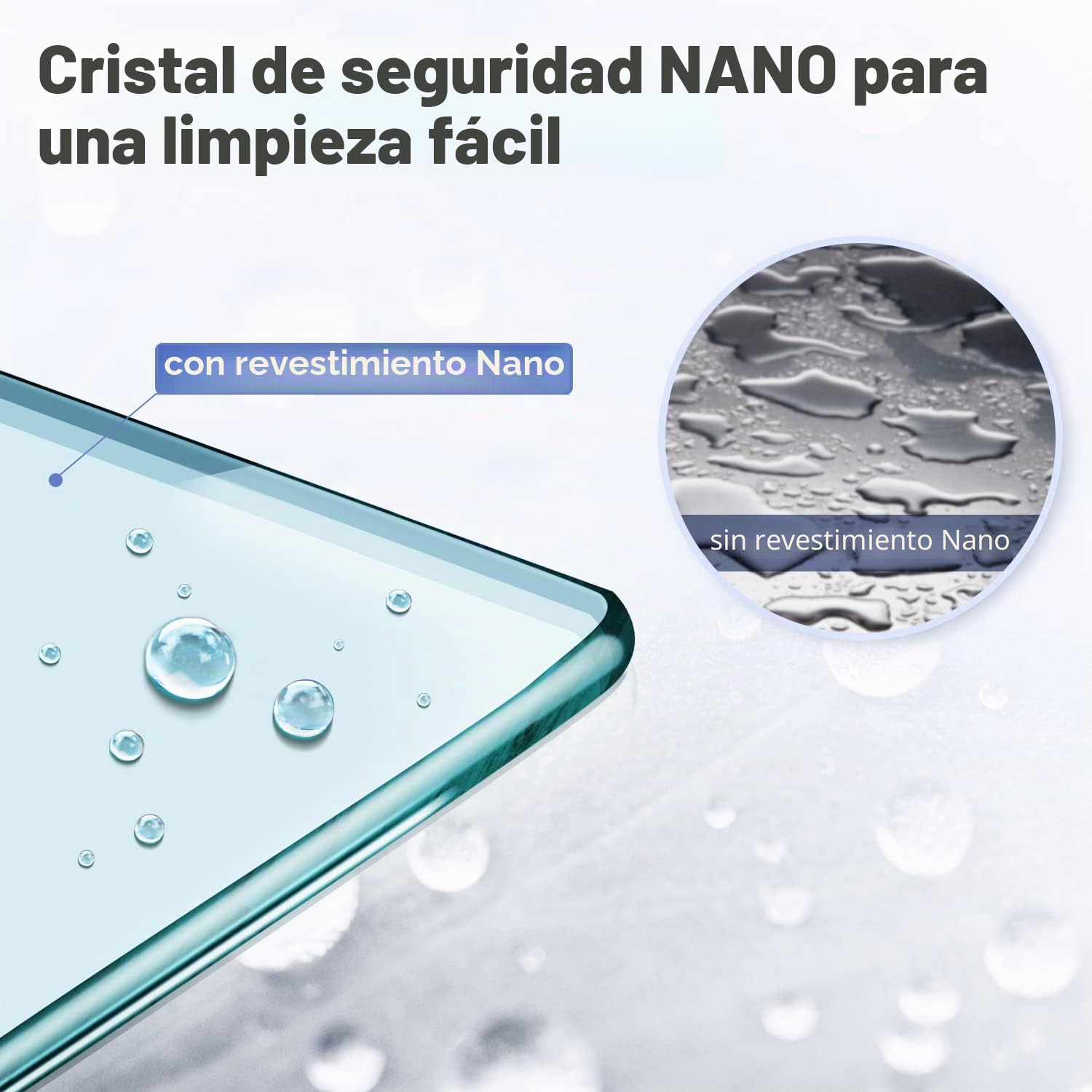 SONNI Mampara de Ducha Puerta Enrasada Vidrio 5mm Templado Transparente 70x195 cm