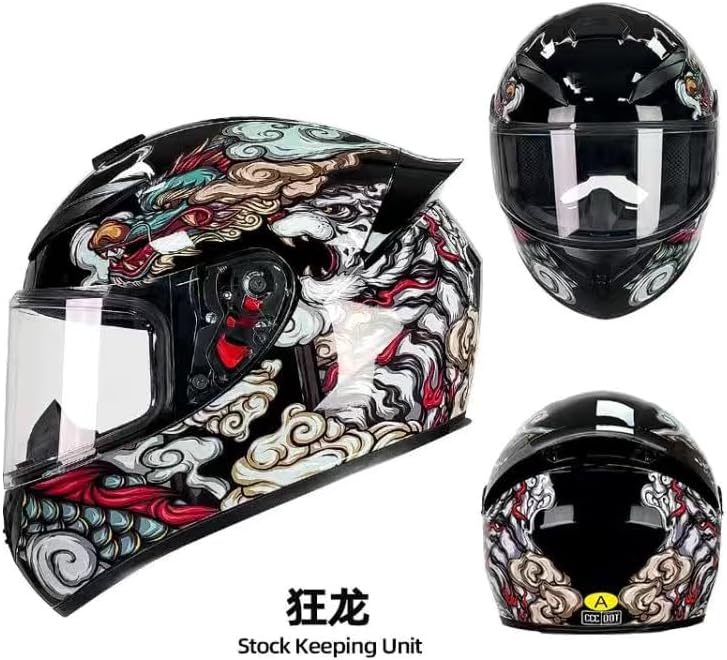 Miniatura 2 de Casco de motocicleta de cara completa Dragon DOT aprobado para motocicleta, ciclomotor, bicicleta de calle, motocross, carreras, casco de moto de