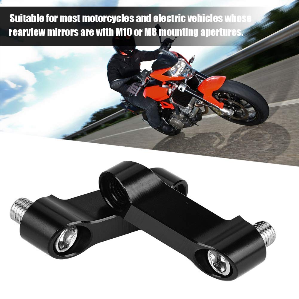 BOROCO Przedłużenie lusterka motocyklowego, 10 mm, 8 mm, CNC, aluminium, przedłużenie lusterka, riser, adapter do motocykla, roweru