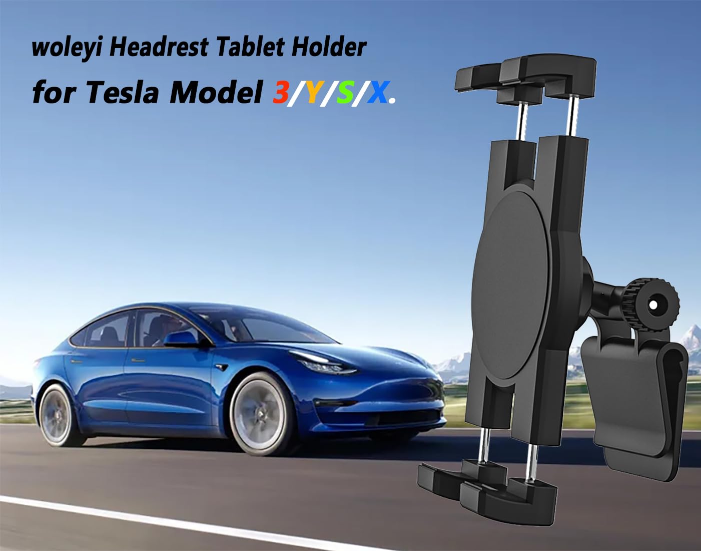 Porta Tablet Tesla Sedile Posteriore, Supporto Tablet Poggiatesta Model 3/Y per Bambini con Rotazione a 360° per iPad PRO 12.9 Air Mini, Galaxy Tab, Fire, Switch, Cellulare, 4-13"