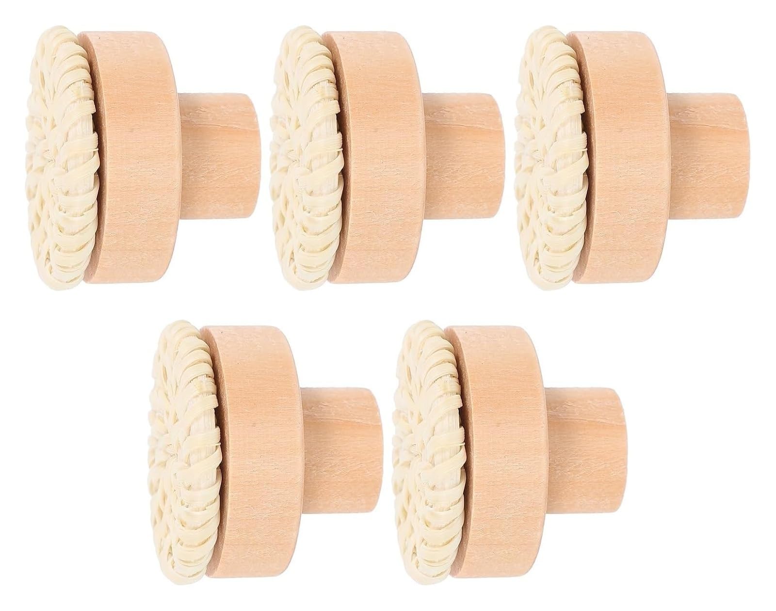 NHralpajj Wood Rattan Woven Drawer Pull