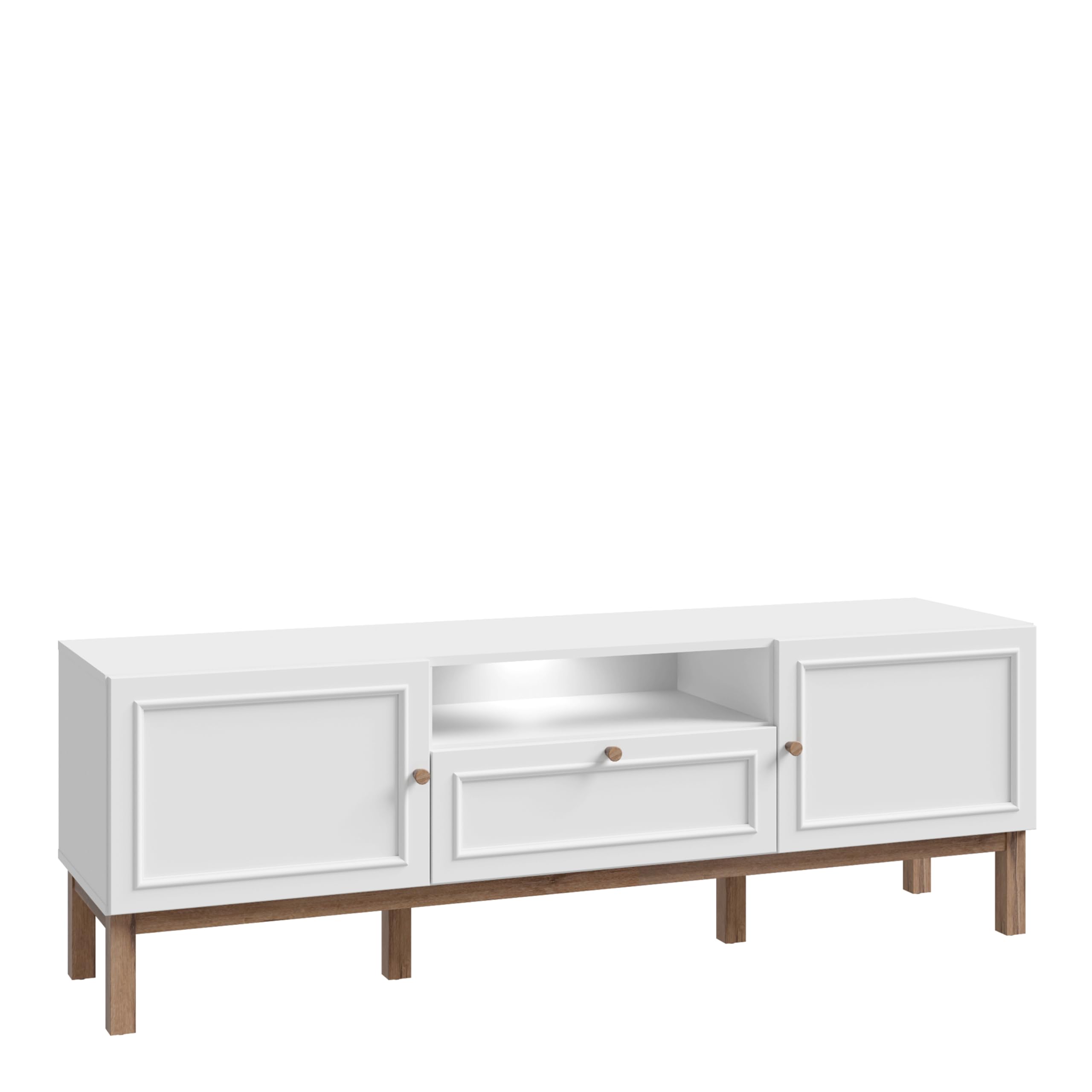 Furniture to Go | Wensley 2 Door 1 Drawer TV Unit in Light Grey and Oak inc LED Lighting