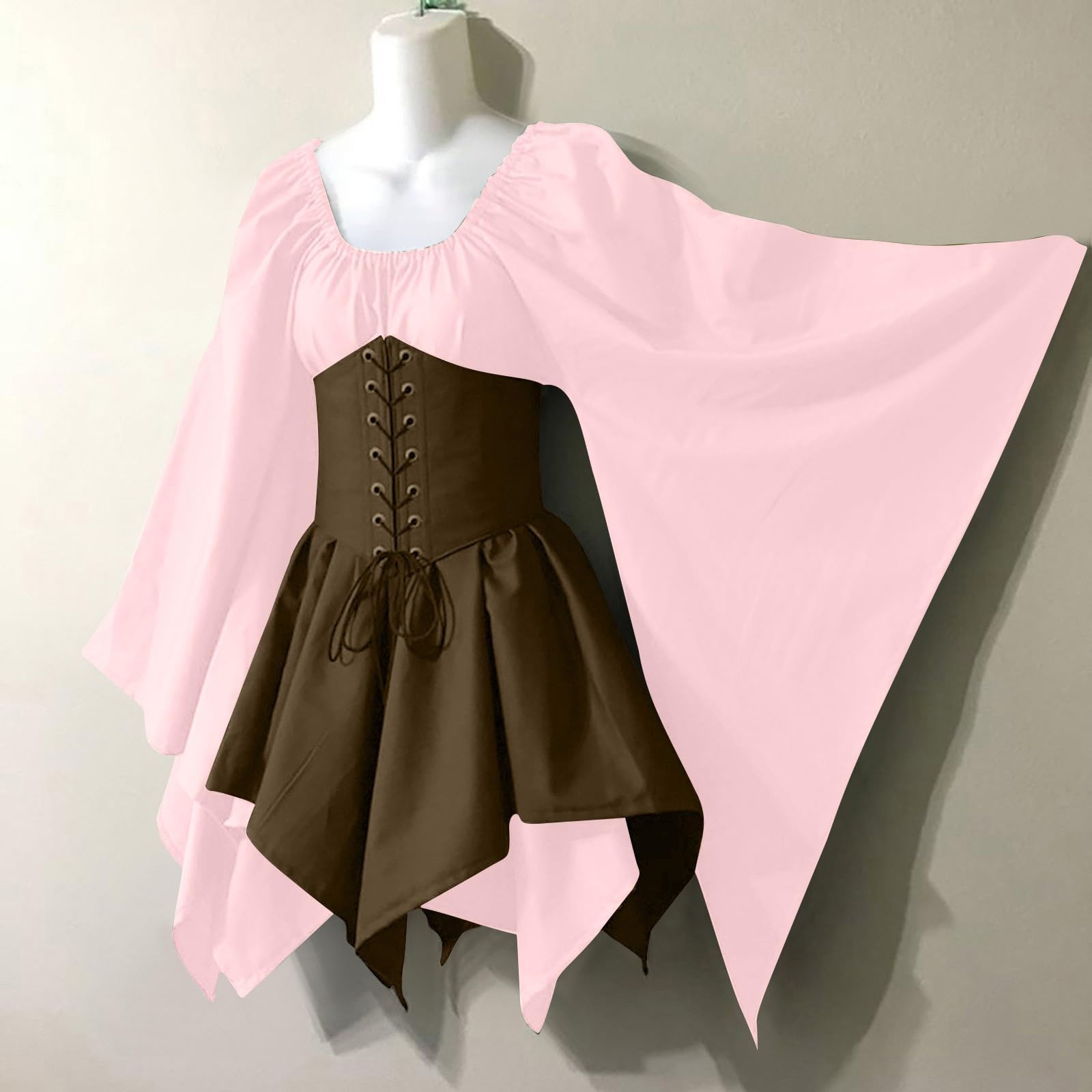 Vestito Medievale Donna Adulta Halloween Maniche a Tromba Rinascimentale