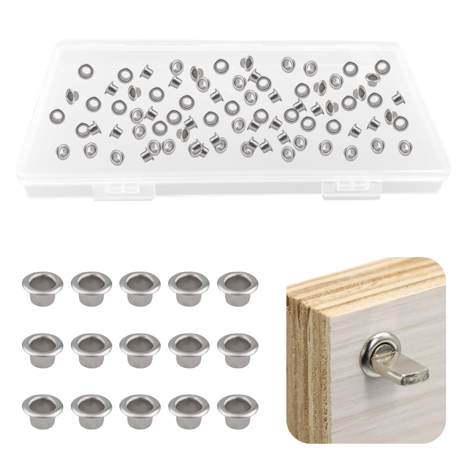 Shelf Pin Caps, 300PCS Nickel Plated Shelf Pin Sleeves with Hole Heavy Duty Shelf Pins Reinforcement Grommets for Bookshelf, Cabinet, Closet Shelves Bracket (5mm) — Amazon image 10