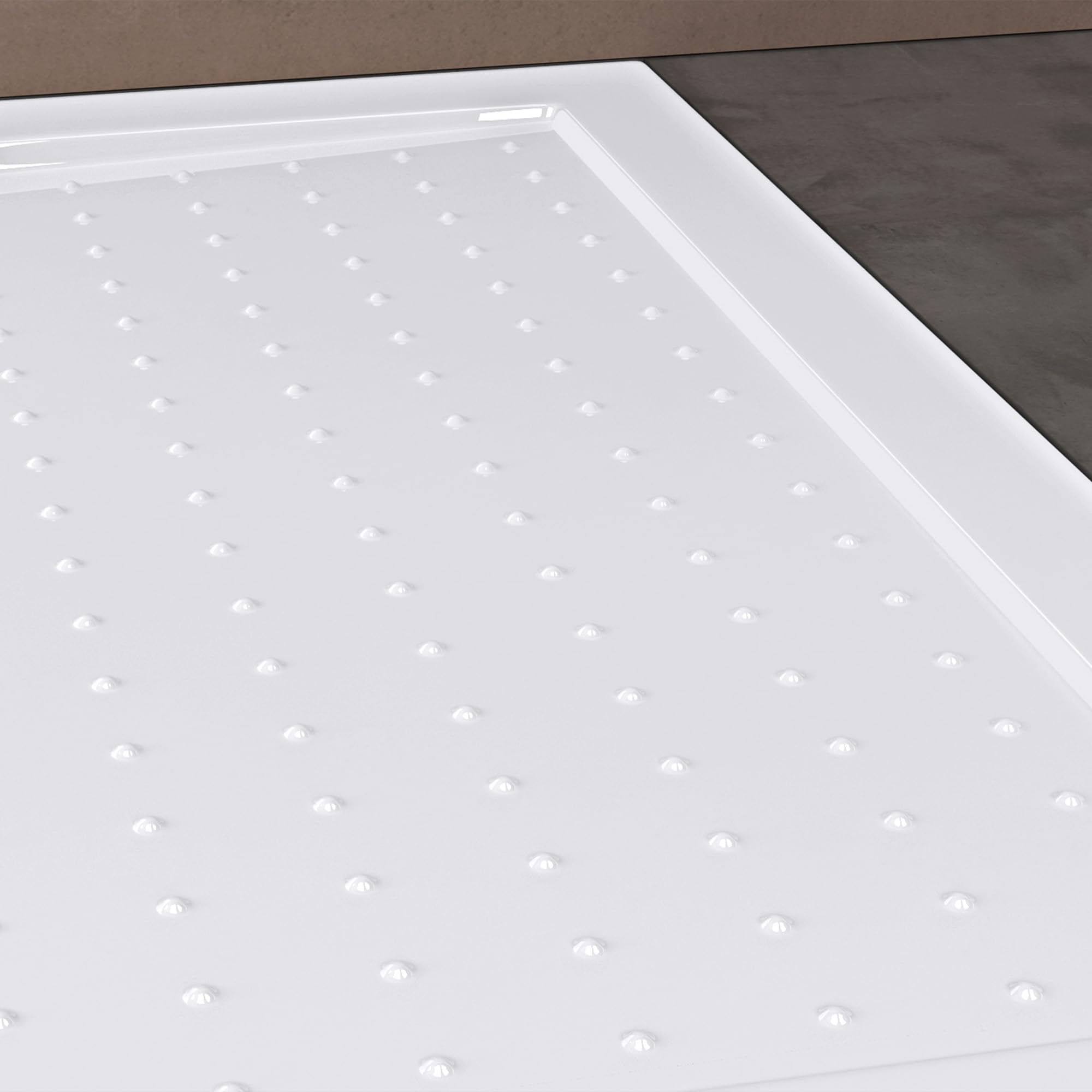 doporro Piatto Doccia 70x80 Rettangolare in Acrilico Bianco Lucido H 4 cm Ultraslim con Design Antiscivolo - Lucia02AR