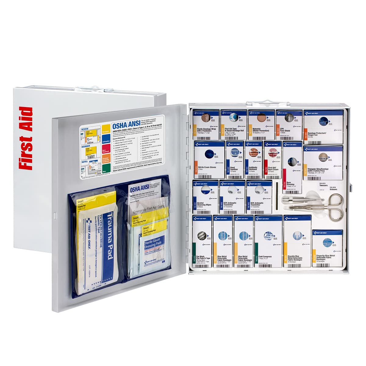 First Aid Only 746006 SmartCompliance 50-Person ANSI 2021 A and OSHA Compliant First Aid Kit for Restaurant Kitchen, Cafeteria, and Other Food Service