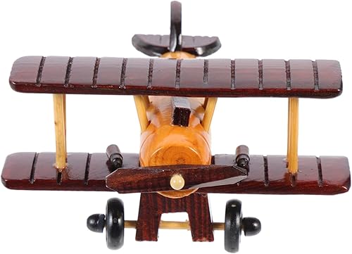 ifundom Airplane Model Ornament aviones Wooden Helicopter Wooden Airplane Ornament Metal Trim Home Decor House Decorations for Home Wooden Miniature