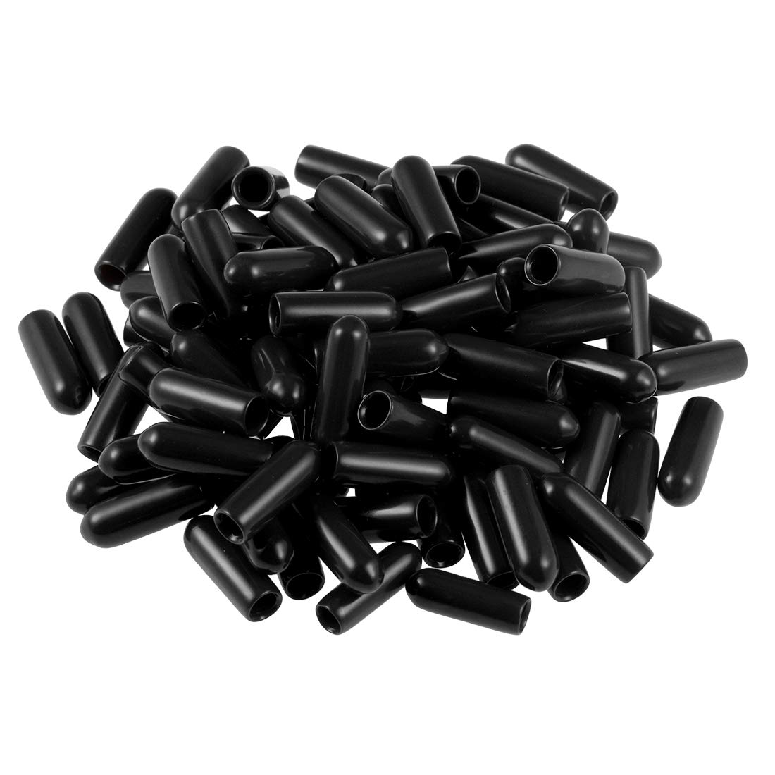 uxcell 100pcs Rubber End Caps 3.5mm ID Vinyl Round Tube Bolt Cap Cover Screw Thread Protectors Black