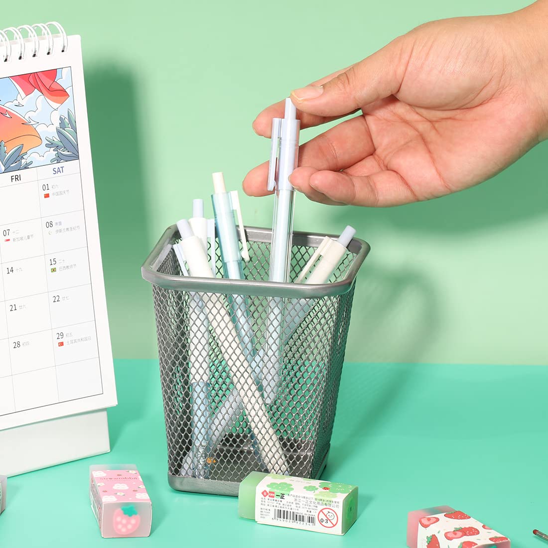 Lot De 5 Stylos à Bille Rétractables à Encre Gel Stylo Encre