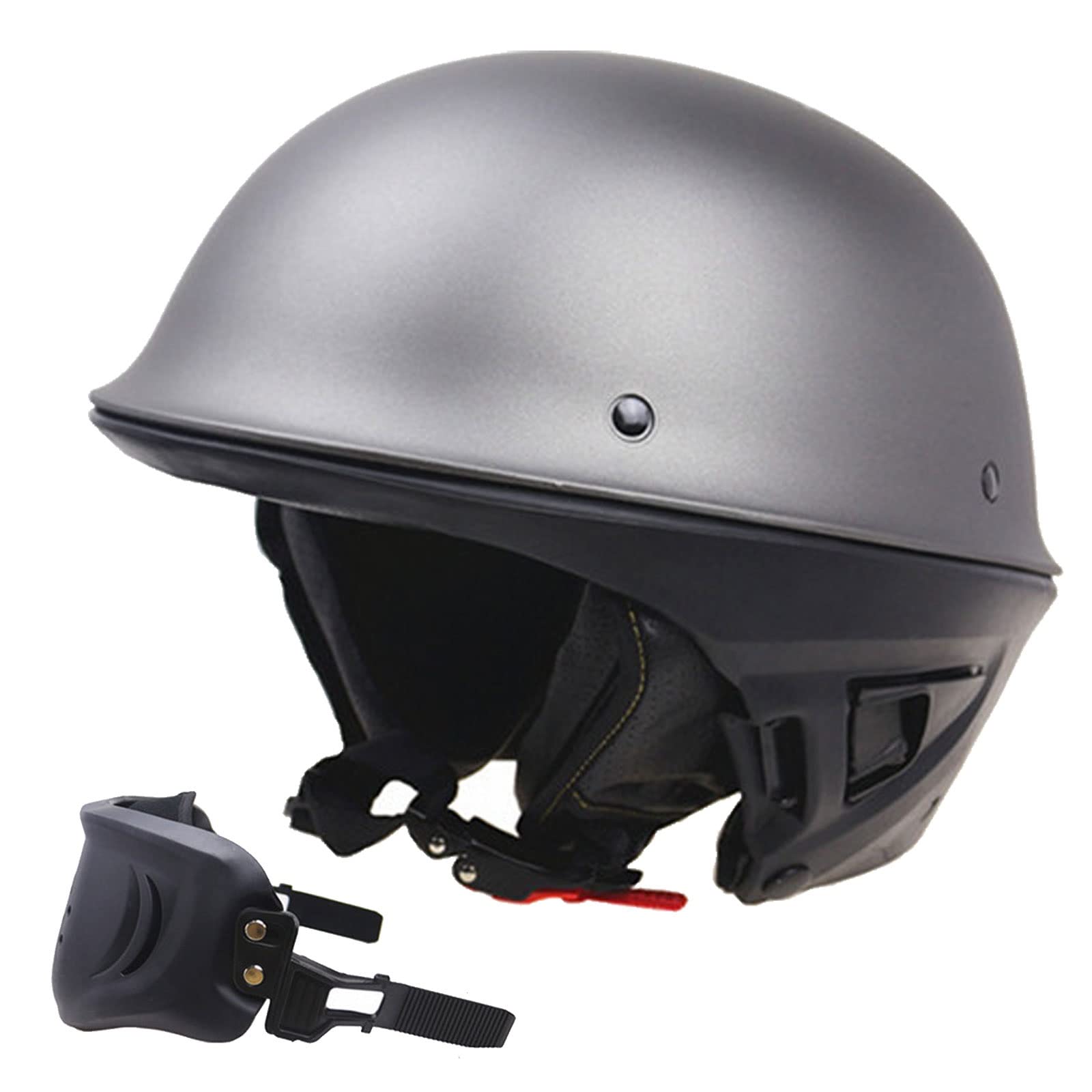Motociclo Casco Mezza in Nero, Casco Jet Retrò Aperto Caschi da Moto